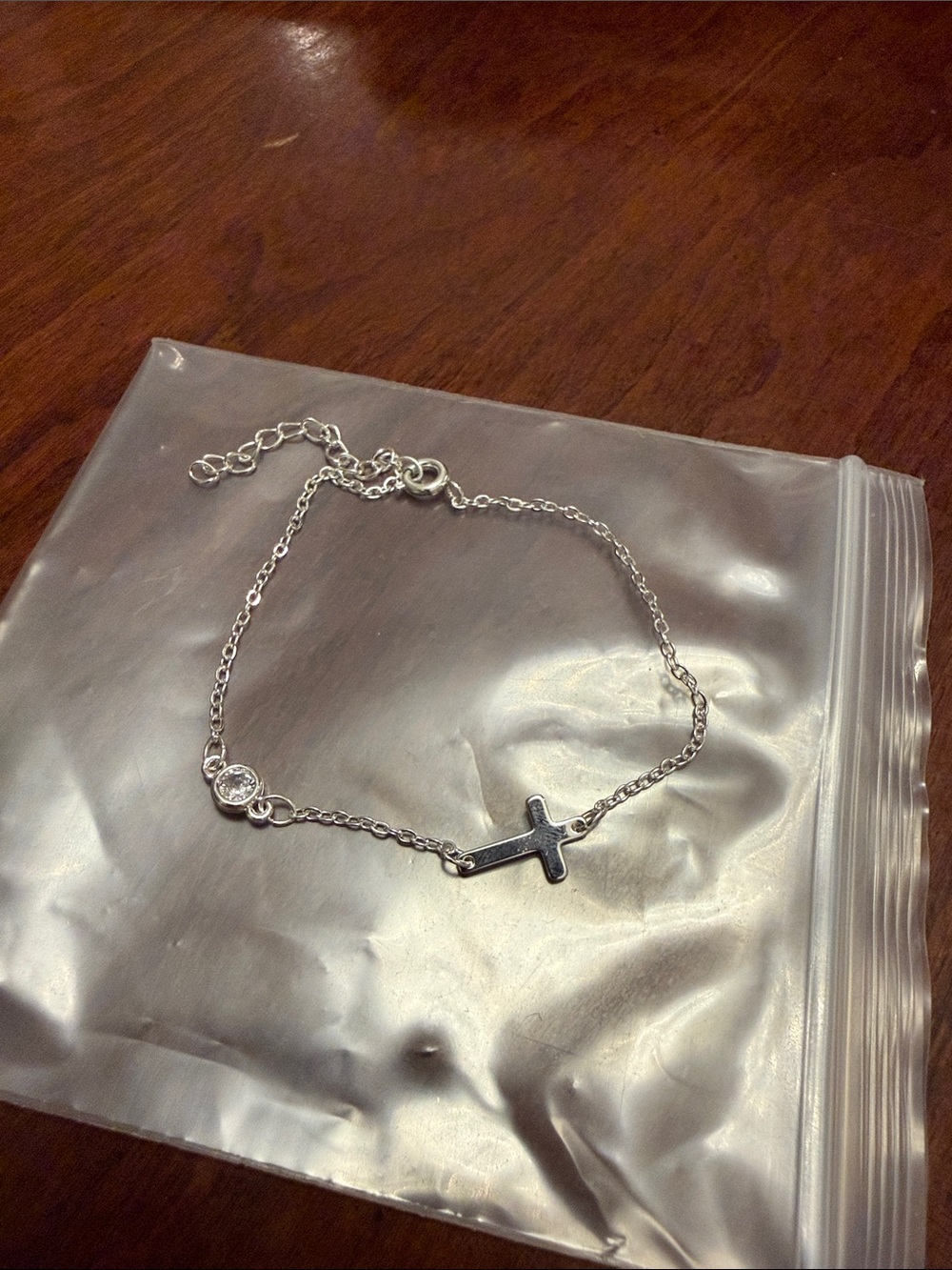 Sterling Silver Cross Chain Bracelet - Silver